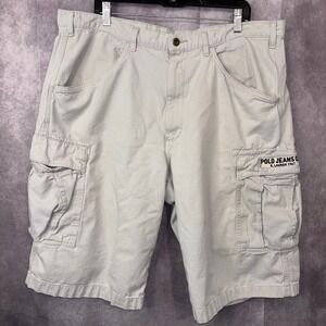 Polo Jeans Co Ralph Lauren Cargo Shorts Mens Size 38 Beige Cotton Freighter